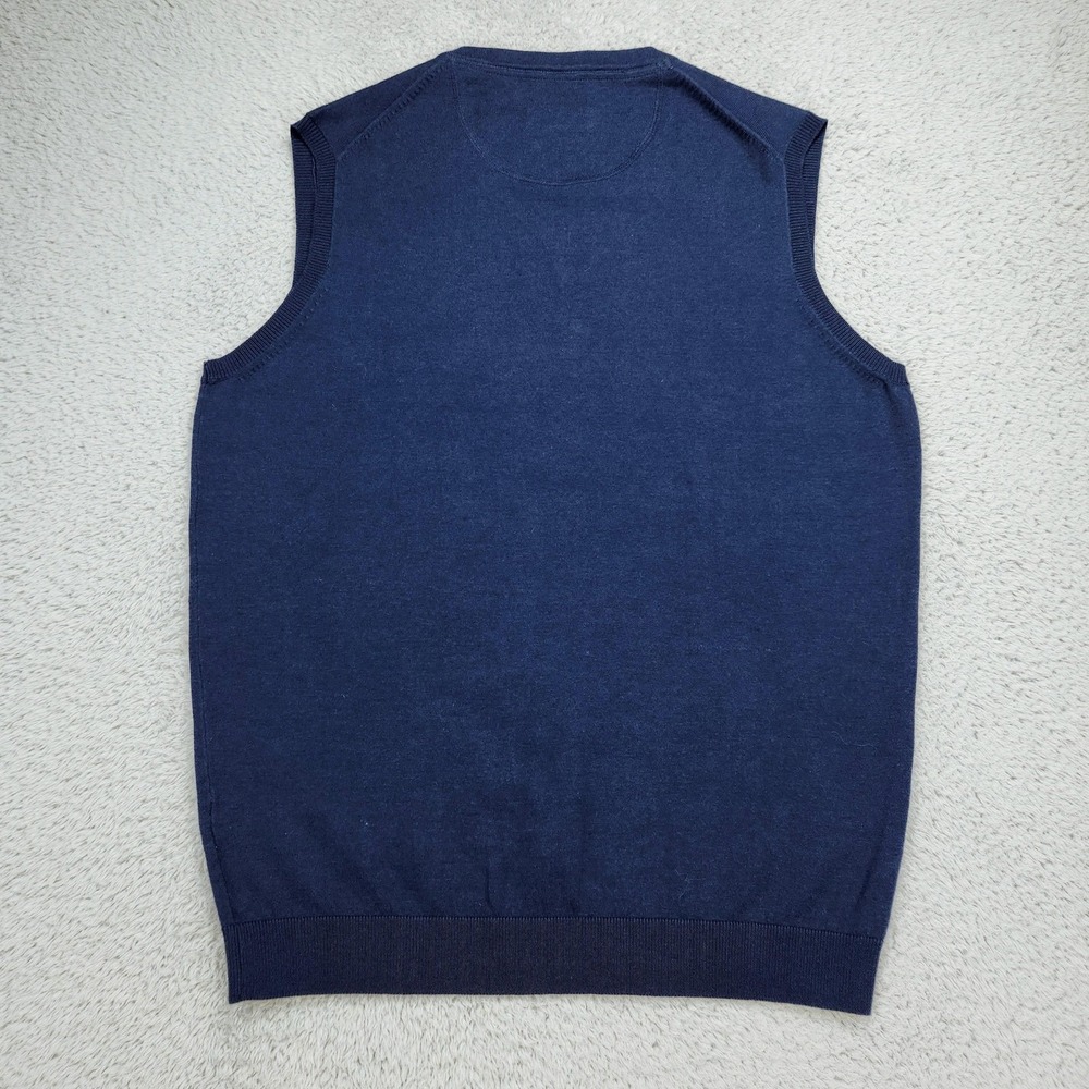 MCNEAL Sweater Vest Mens Large Blue V Neck Cotton Stretch Knit Pullover NEW - Picture 14 of 15